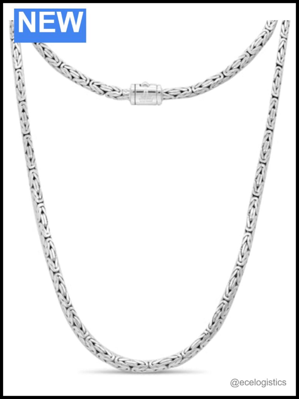Sterling Silver 925 Bali Dragon Bone Oval Chain Necklace 5mm